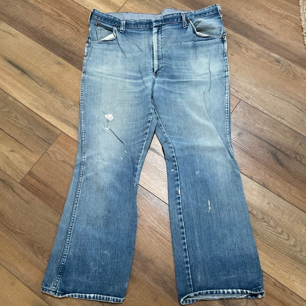 Vintage Dickies Flared Jeans Light Wash Distressed 40X27 Workwear Style Pants